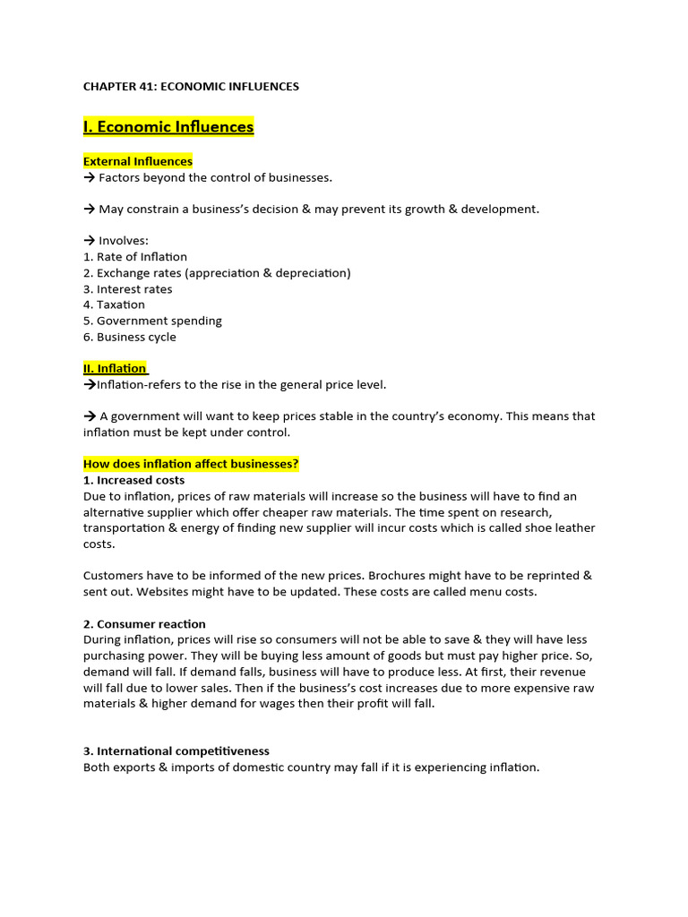 Economic Influences on Business Operations | PDF | Currency ...