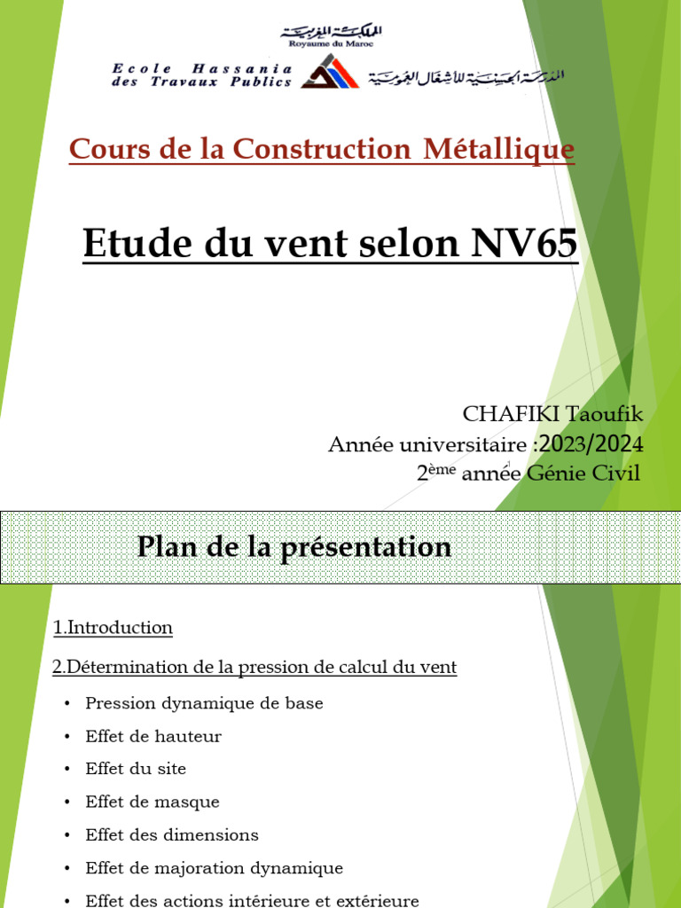 Pression dynamique du vent selon NV65 | PDF | Pression | Plaie