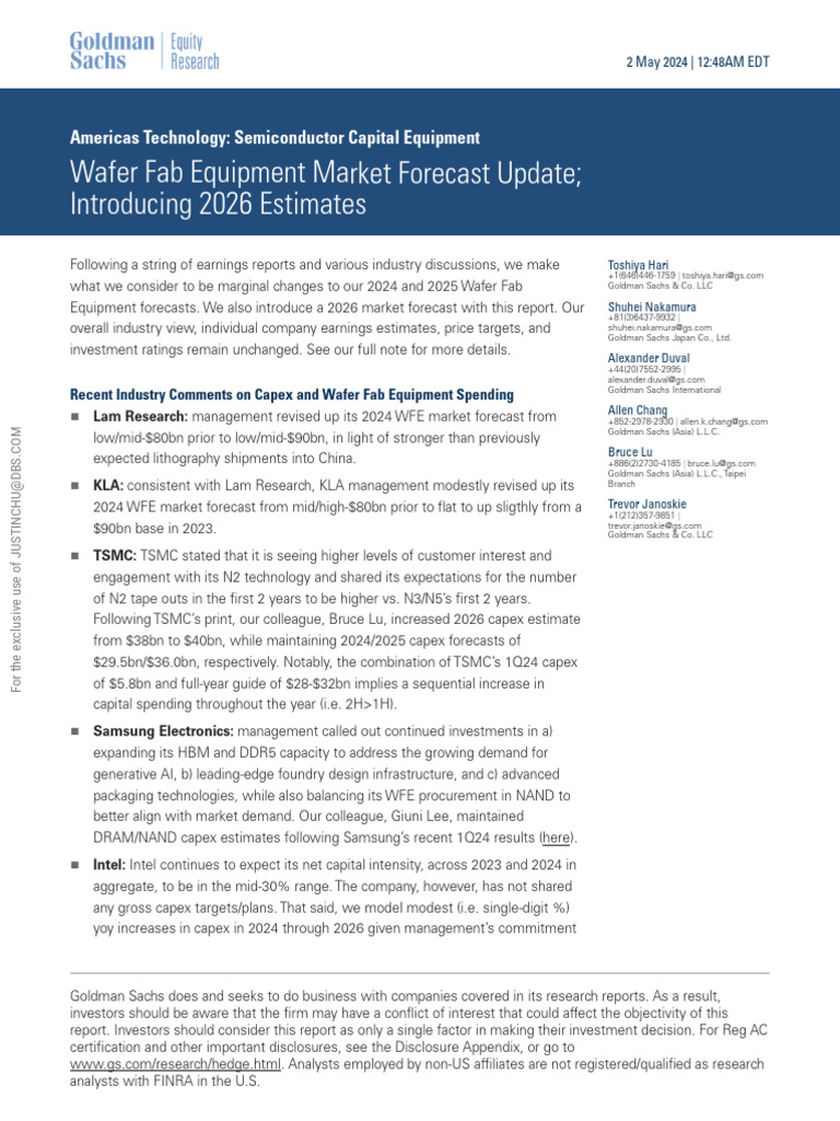 Wafer Fab Equipment Market Update 2024-2026 | PDF | Semiconductor ...