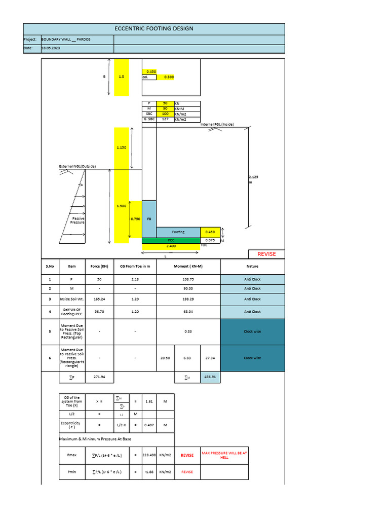Eccentric Footing Design for Walls | PDF | Foot