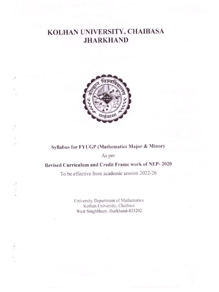 Mathematics2 Kolhan University PDF