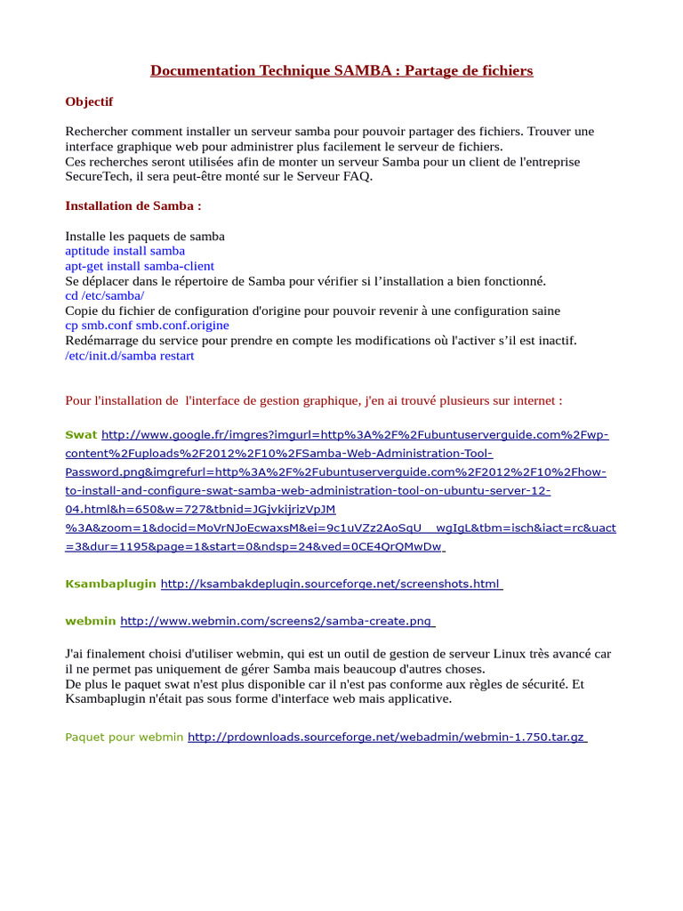 Installation et gestion de Samba avec Webmin | PDF | Serveur ...