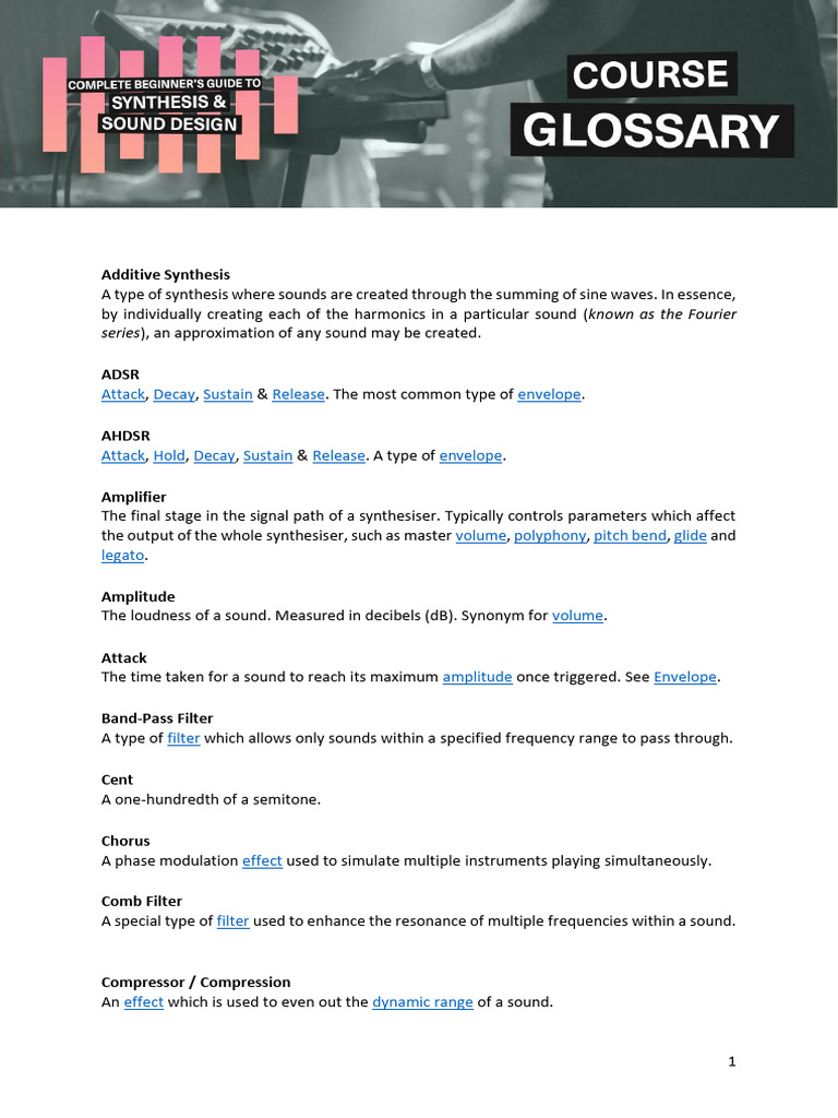 Glossary PDF Synthesizer Amplitude