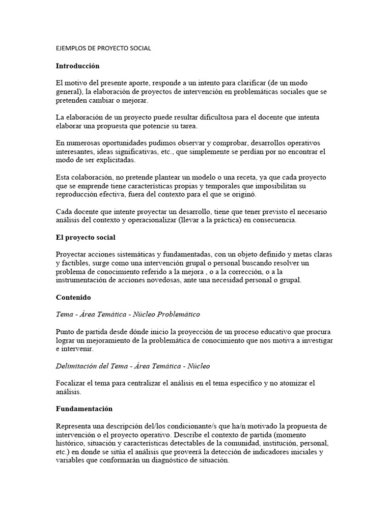 Ejemplos de Proyectos Sociales | PDF | Evaluación | Método científico