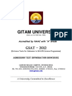 Gitam Univ GSAT 2012 Admission Test Notification 21112011
