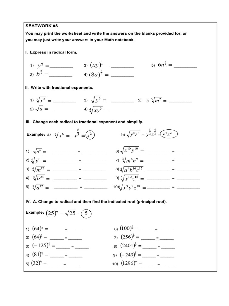 MATH SEATWORK PDF