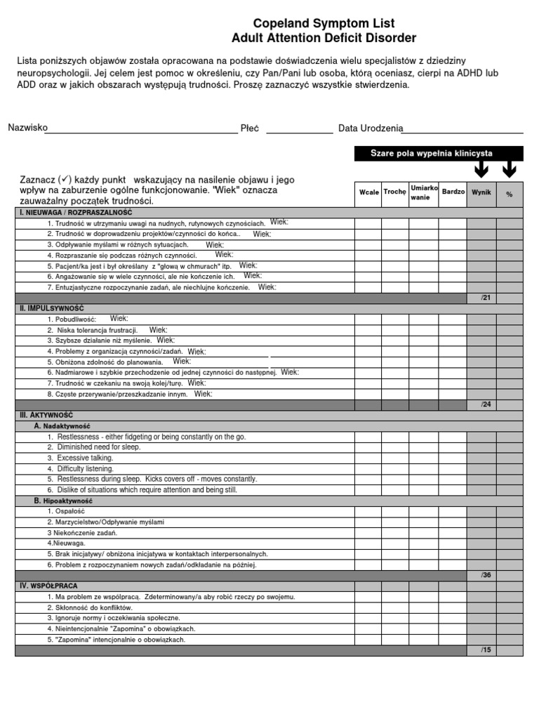 Image Result For General Adult Add Symptom Checklist Maine Aap