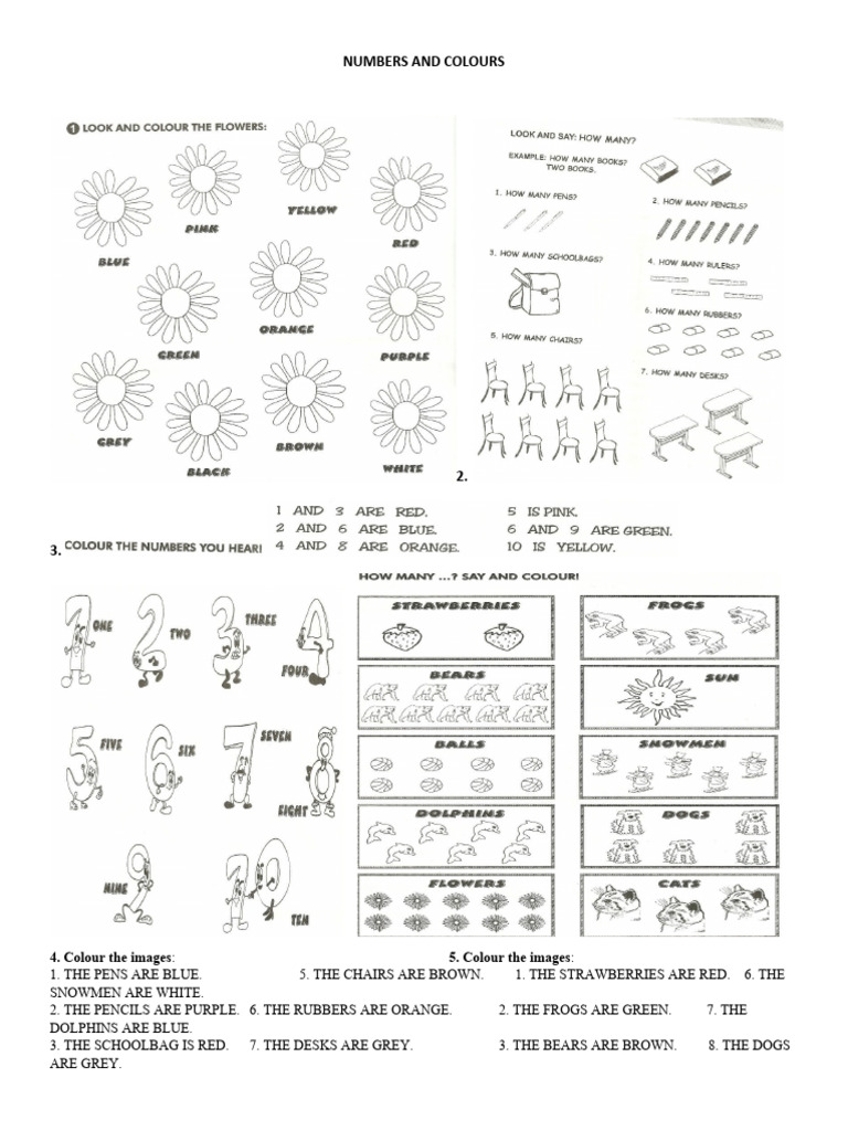 Numbers Colours School Objects Pdf