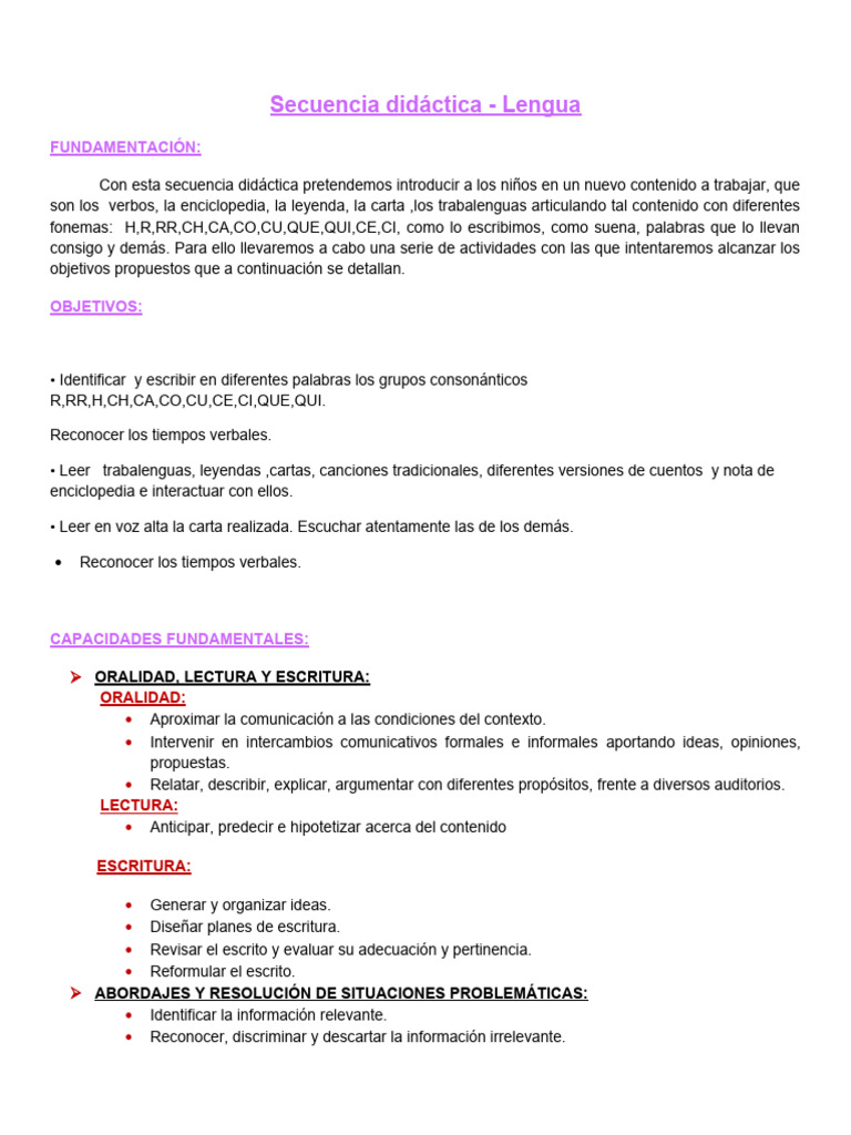 SECUENCIA UNIDAD 4 Y 5 LENGUA PDF Escritura Lingüística
