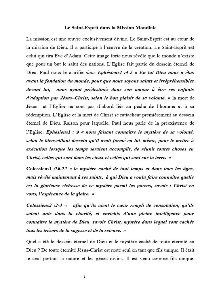 Mission du Saint-Esprit dans l'Église | PDF | Onction | Saint-Esprit