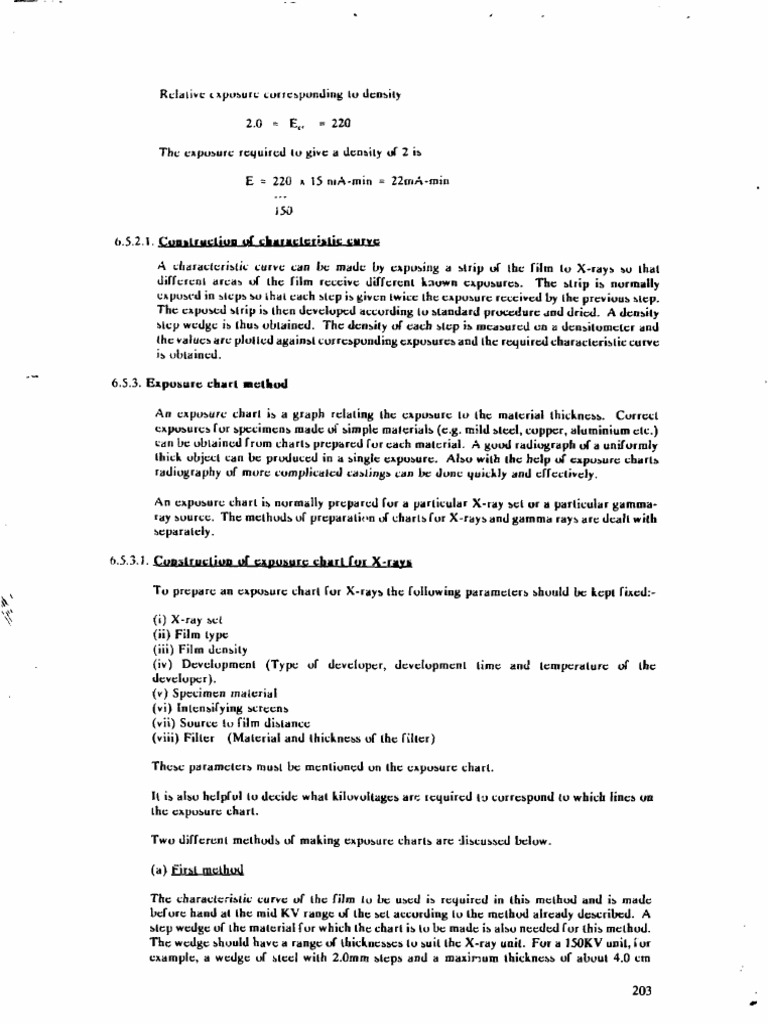Exposure Chart PDF X Ray Radiography