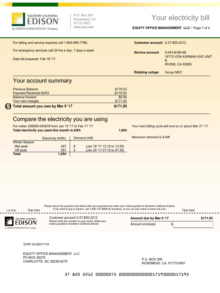 edison bill template PDF Electrical Engineering Electricity