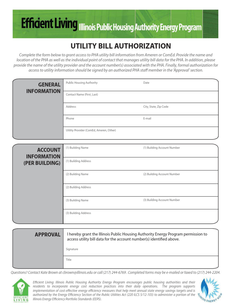 Utility Bill Access Authorization Form | PDF