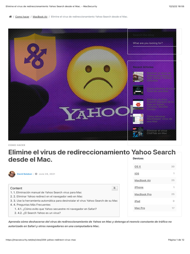 Eliminar virus Yahoo Search en Mac | PDF | Mac OS | Malware