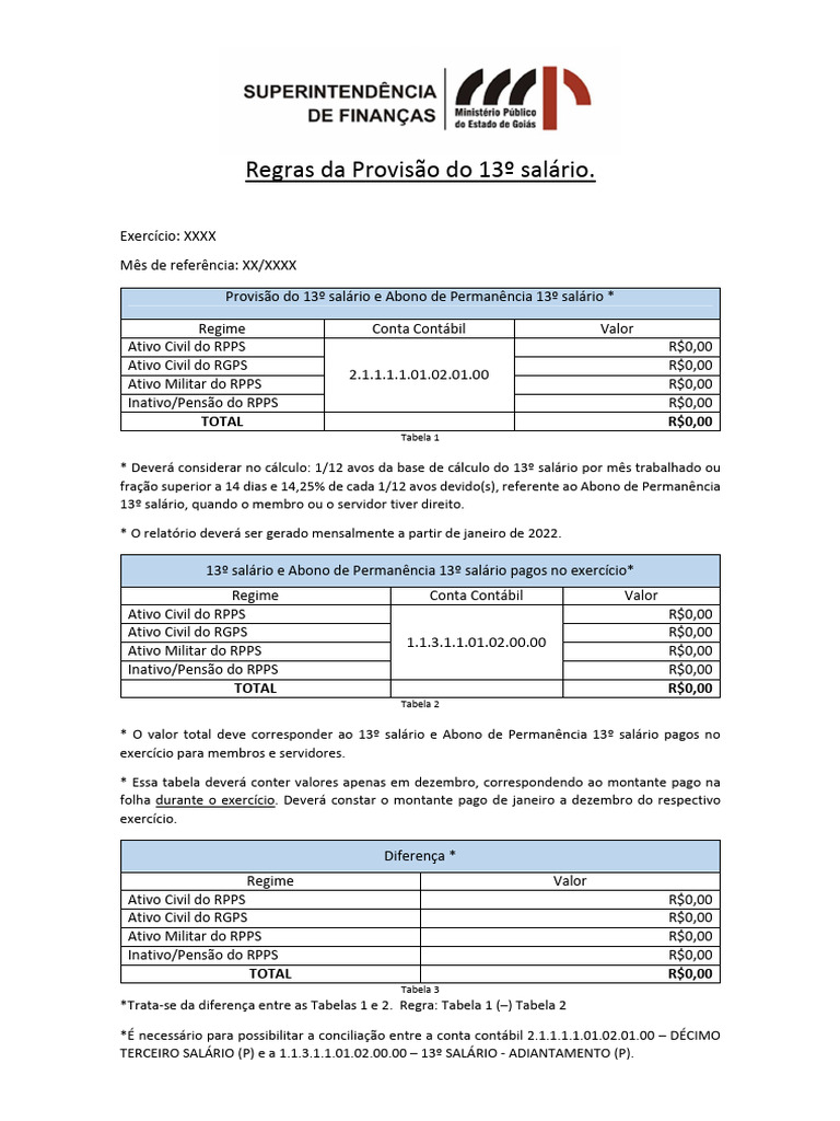 Modelo Do Relatório para Provisão Do 13º Salário | PDF | Condições de ...
