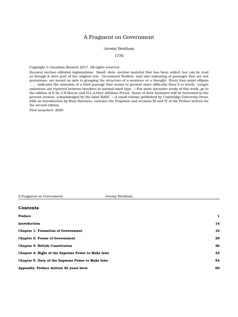 Bentham 1776 | PDF | Reason