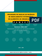PAMVet- Monitoramento de Resíduos Em Leite Exposto Ao Consumo - Relatório 2006-2007