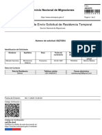 Comprobante de Envío Solicitud de Residencia Temporal: Servicio Nacional de Migraciones