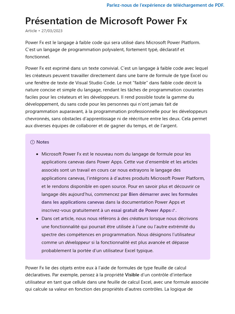 Introduction à Microsoft Power Fx | PDF | Feuille de calcul | Microsoft ...