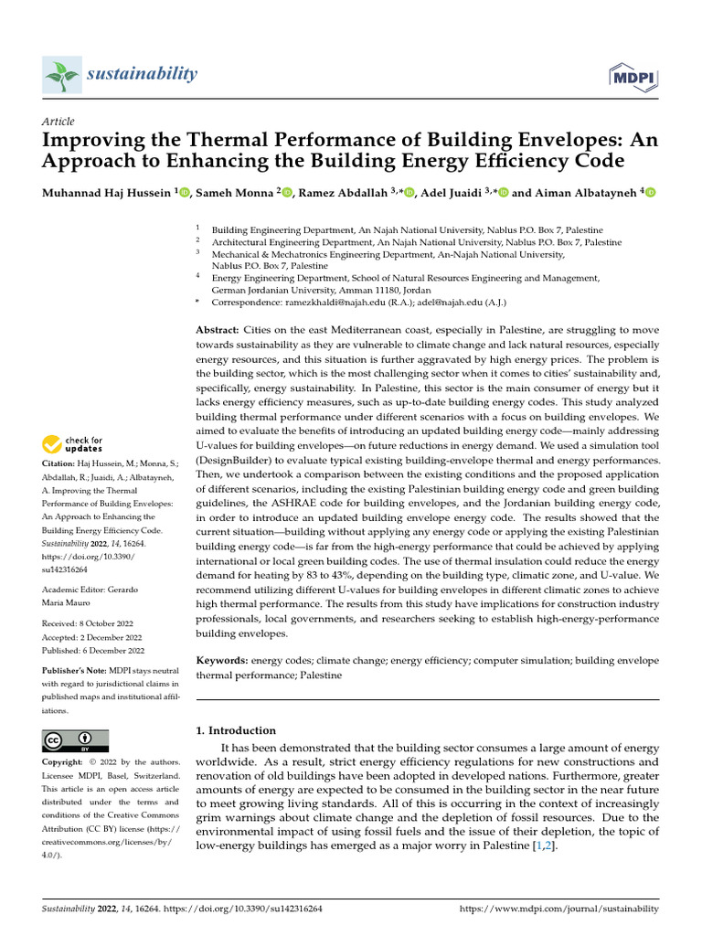 Sustainability 14 16264 | PDF | Building Insulation | Efficient Energy Use