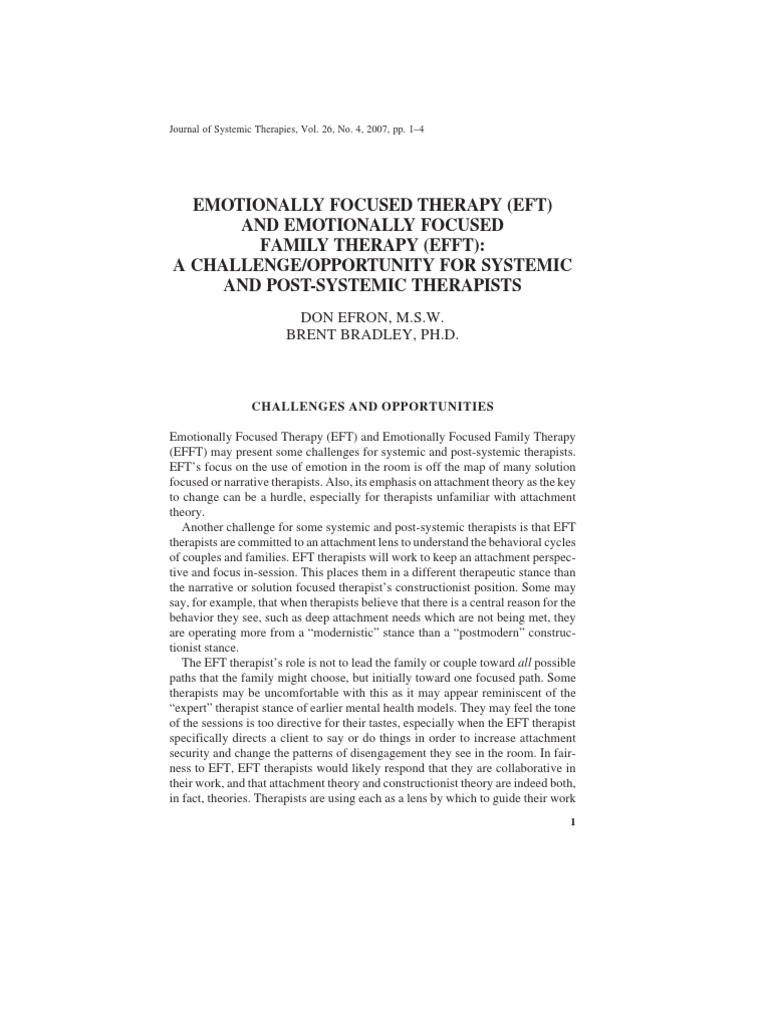 Emotionally Focused Therapy (Eft) and Emotionally Focused Family ...
