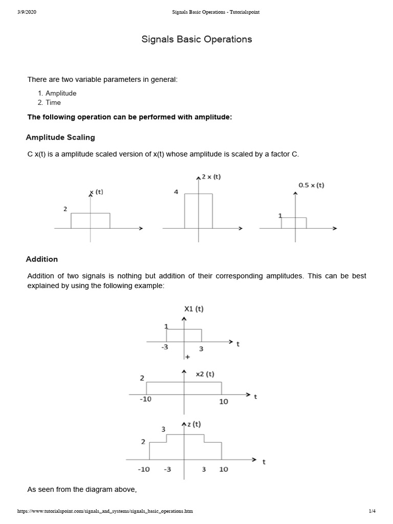 1-Signals Basic Operations | PDF | Amplitude | Signal Processing