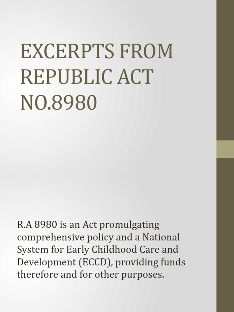 ECCD Act Overview and Objectives | PDF | Child Care | Caregiver