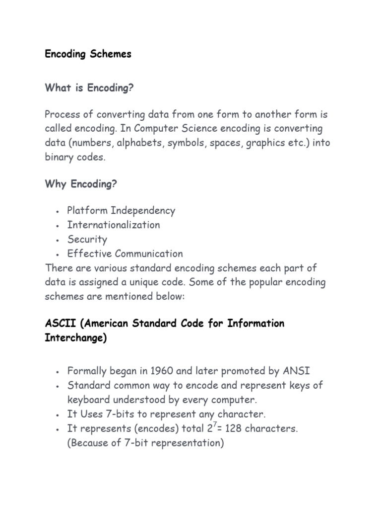 Encoding Schemes and Number System | PDF | Computer Data | Computer ...
