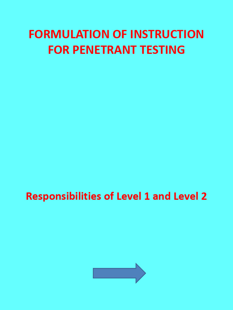 Formulation of instruction for penetrant testing download free pdf