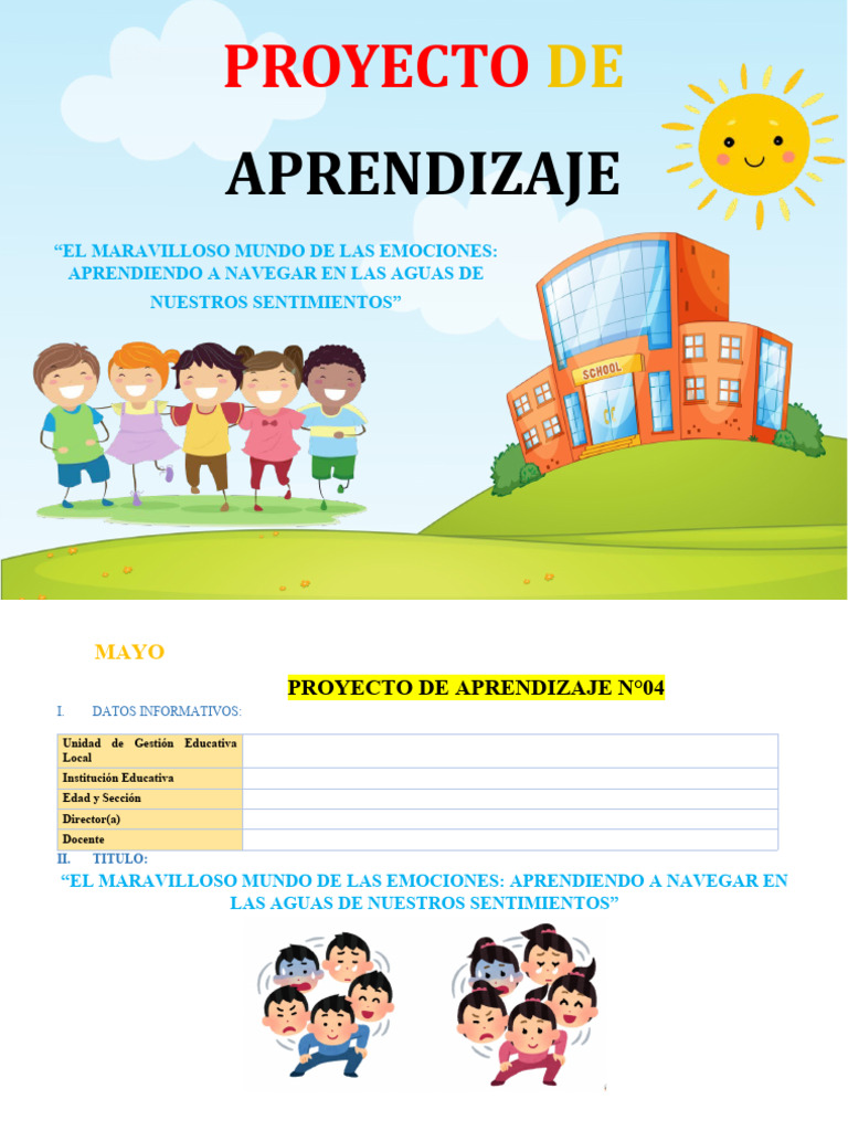 (DN) Proyecto de Aprendizaje Mayo 2 2024 | PDF | Las emociones ...