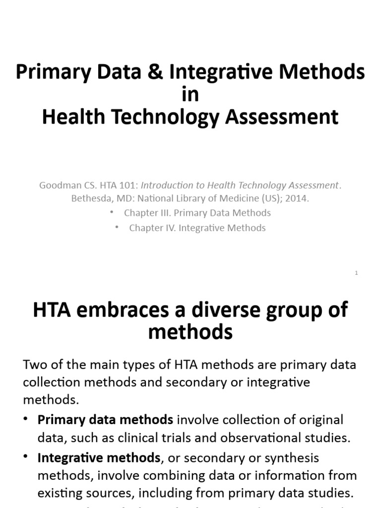 Primary Data & Integrative Methods in HTA | PDF | Meta Analysis ...