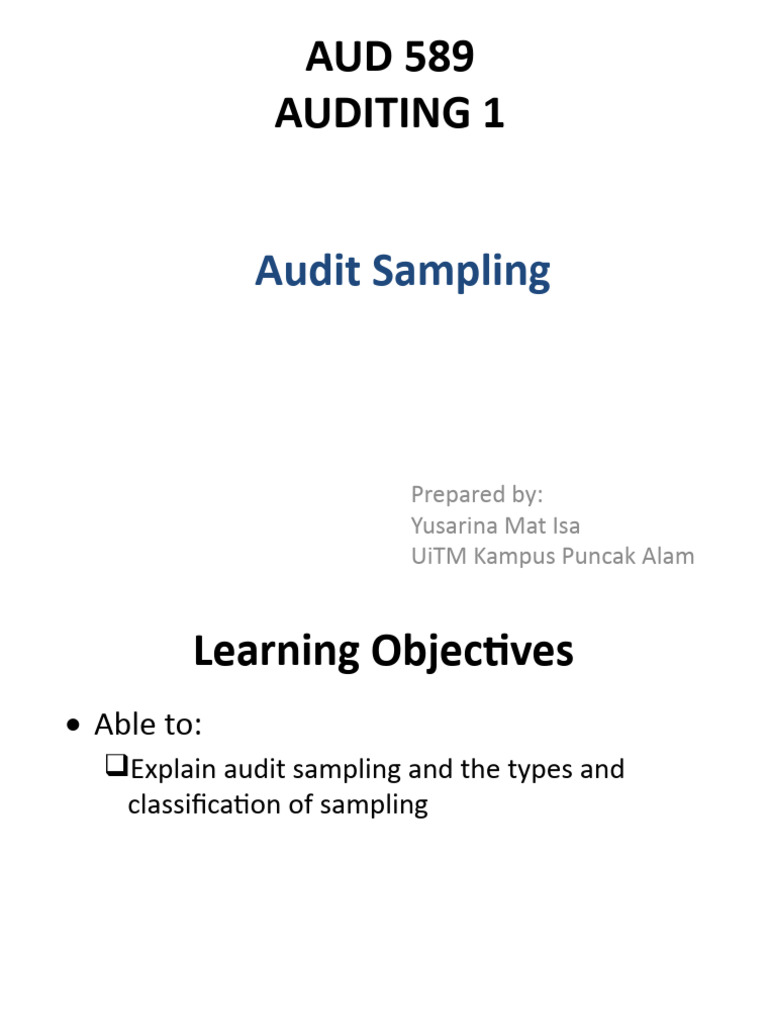 Understanding Audit Sampling Techniques | PDF | Sampling (Statistics ...