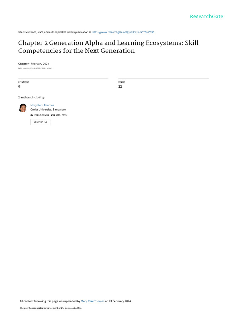 Generation alpha and learning ecosystems skill competencies for the