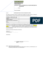 Carta de Autorización para El Pago Con Abono en La Cuenta Bancaria Del Proveedor