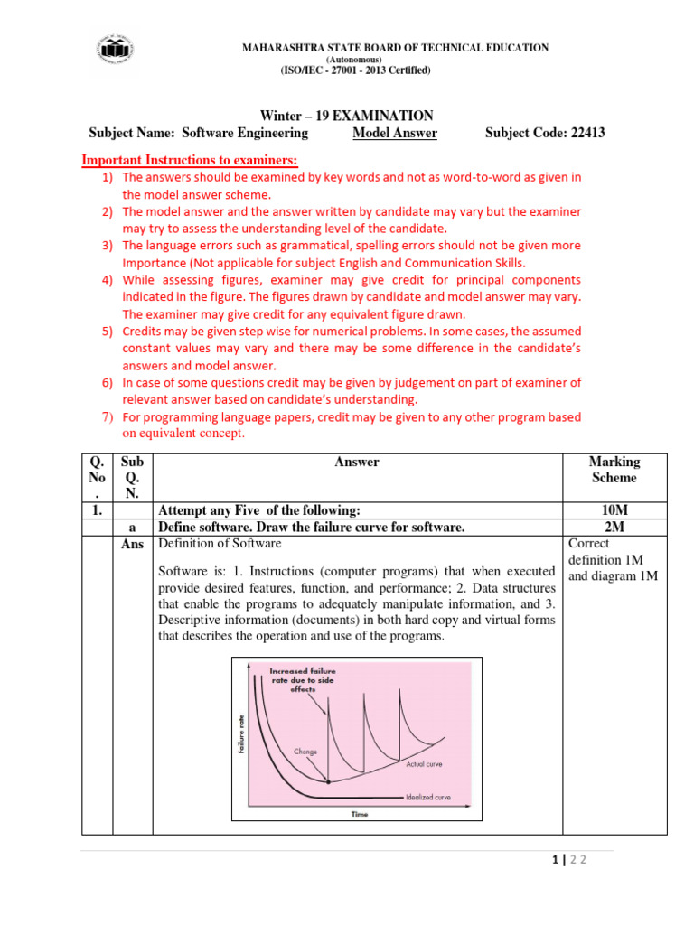 Software Engineering Model Answers Guide | PDF | Software Testing | Risk