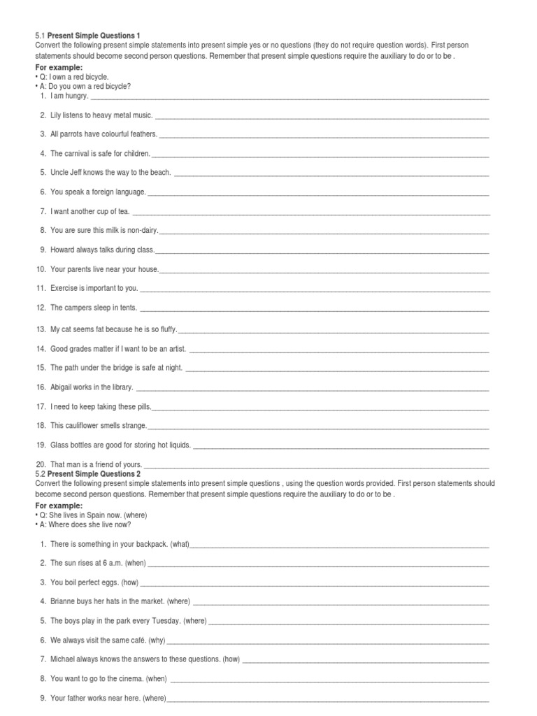 Present Simple Questions 1 | PDF