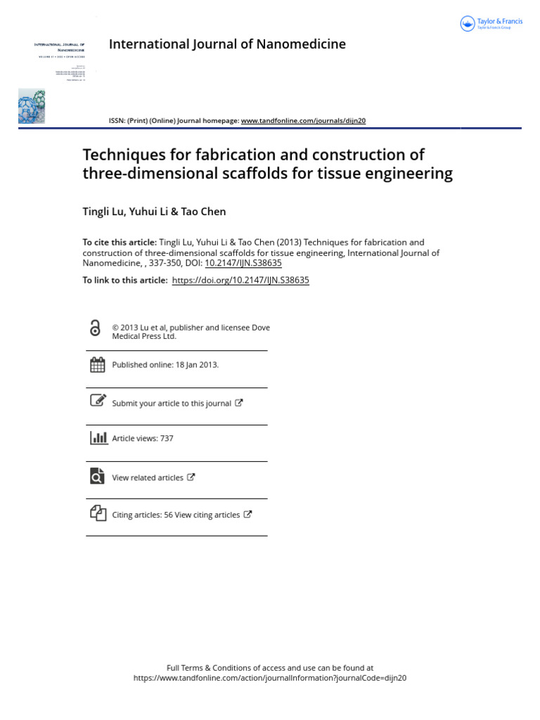 Techniques For Fabrication and Construction of Three-Dimensional ...