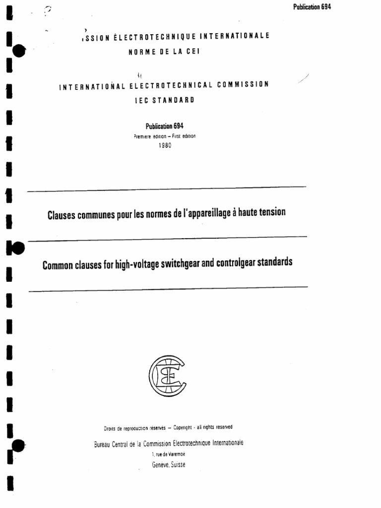 IEC 694-1988 Common Clauses For HV SWGR and Controlgear Standards | PDF