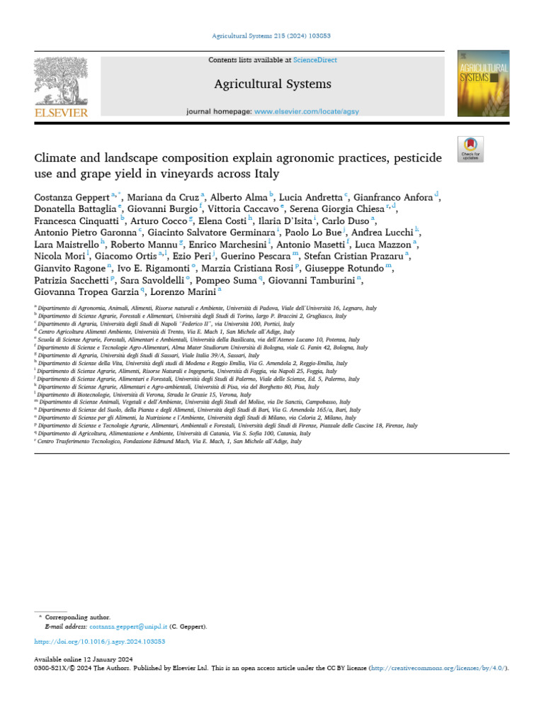 Climate and landscape composition explain agronomic practice 2024