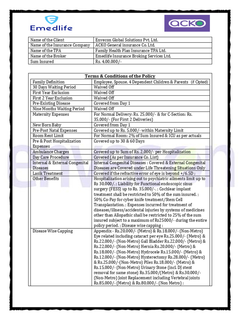 Comprehensive Family Health Insurance Plan | PDF | Insurance | Health ...