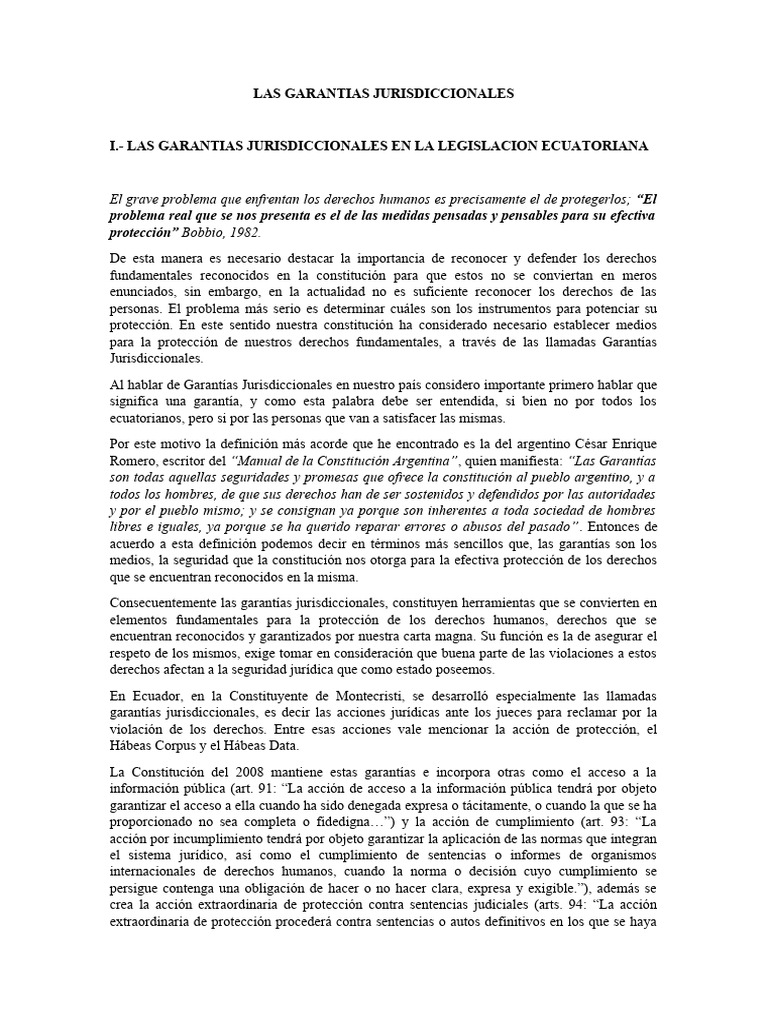 Garantías Jurisdiccionales en Ecuador | PDF | Mandato | Derecho ...