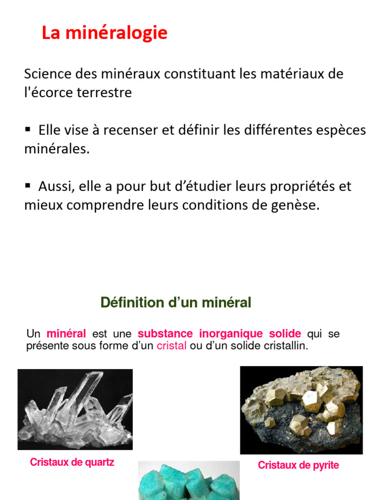 Introduction à la minéralogie | PDF | Silicate | Minéral