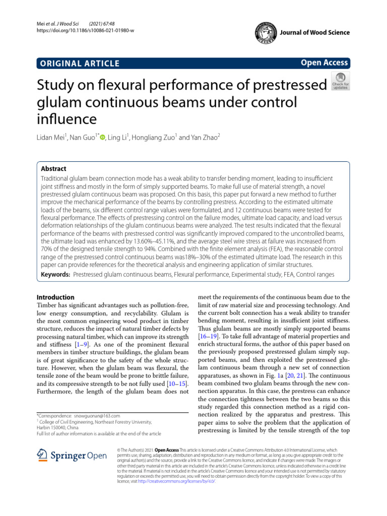 Study On Flexural Performance of Prestressed Glula | PDF | Beam ...