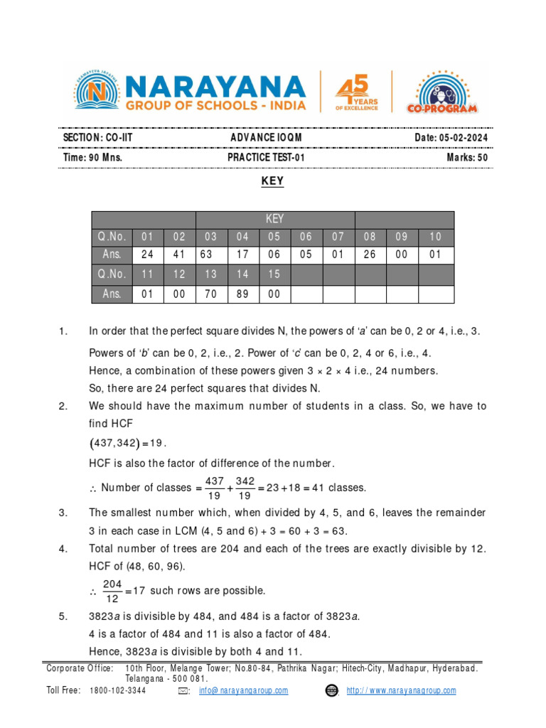 Adv ioqm practice test 1 class 8th 9th key sol ex dt 05 02