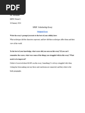 SPEP Scholarship Essay