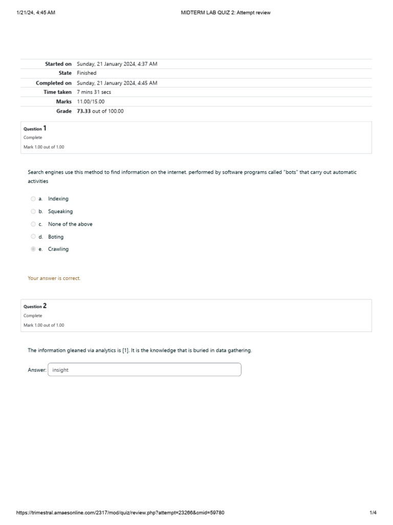 MIDTERM LAB QUIZ 2 - Attempt Review 2 | PDF | Search Engine ...