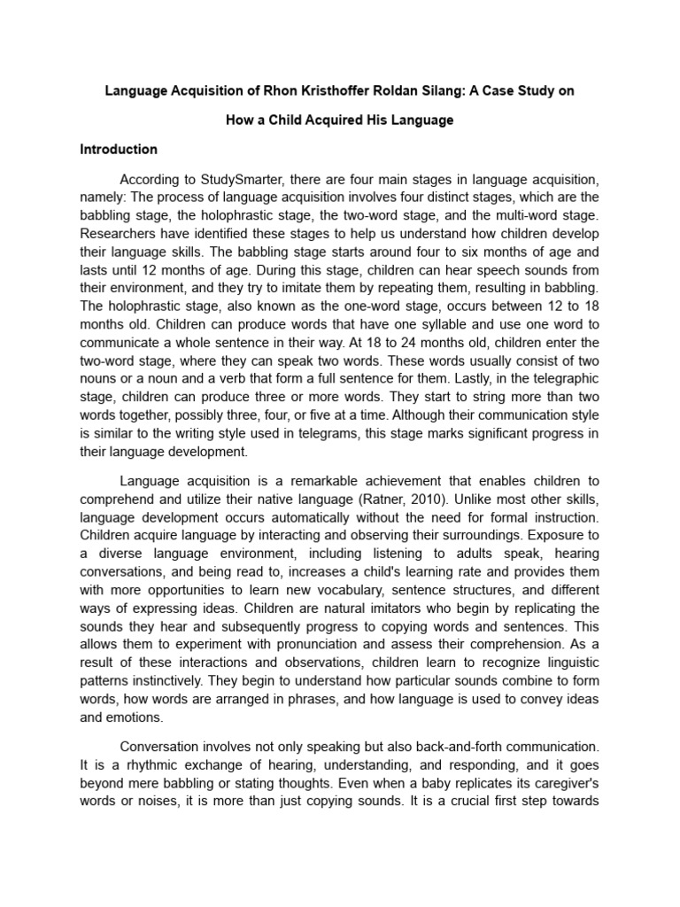 Child Language Acquisition Case Study | PDF | Language Acquisition ...