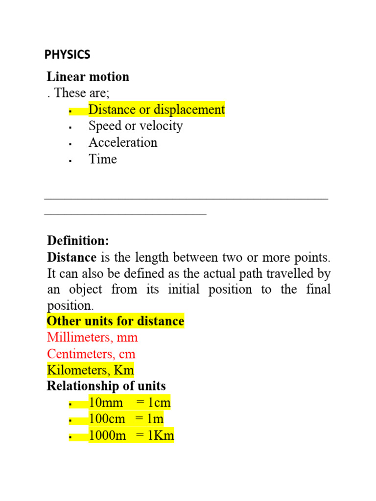 Understanding Linear Motion in Physics | PDF | Acceleration | Velocity