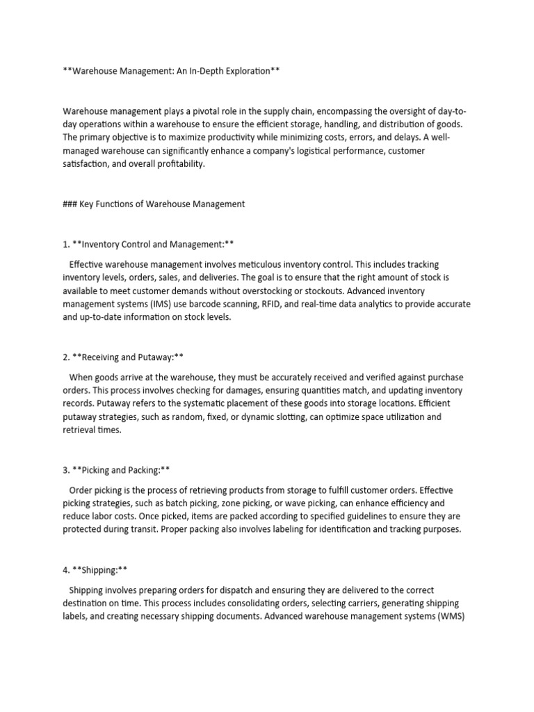 Effective Warehouse Management Insights | PDF | Warehouse | Inventory
