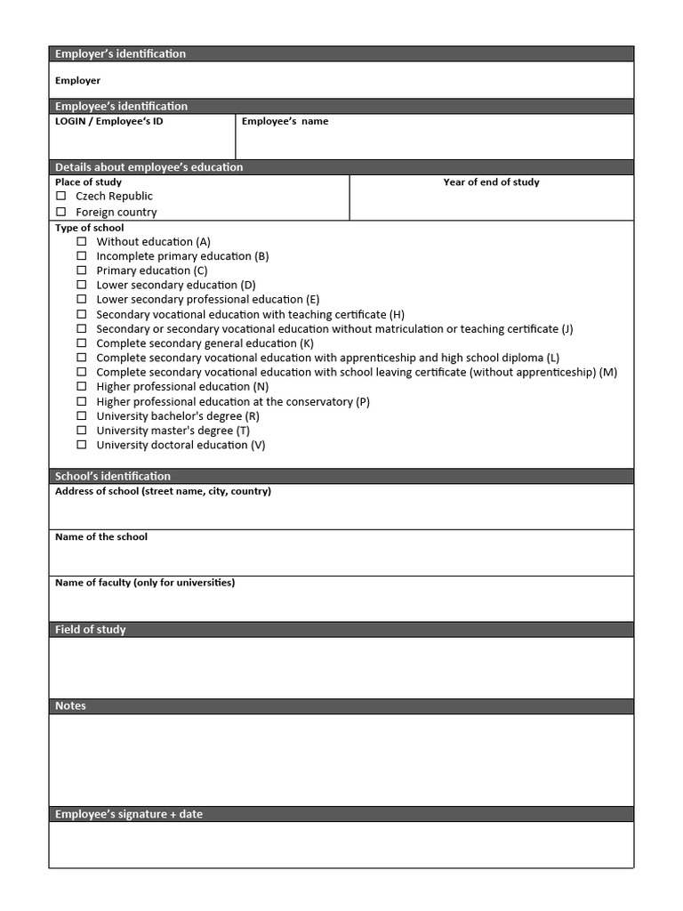 Trexima Highest Education Questionnaire ENG | PDF